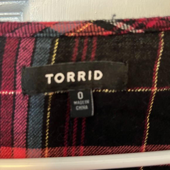Torrid Flannel Cardigan with Fringe - Picture 2 of 3